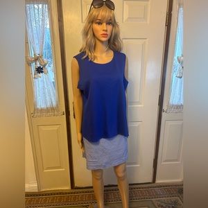 Notions sleeveless deep blue blouse XL w/matching skorts  16 by Kim Rogers 2 pc